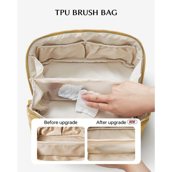 Women MA Yellow Large Capacity Cosmetic Travel Makeup Waterproof Portable Bag - Picture 3 of 7